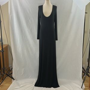 TART Plunging Neckline, Long Sleeves, 65" Long Black Maxi Dress, Size Large NWOT